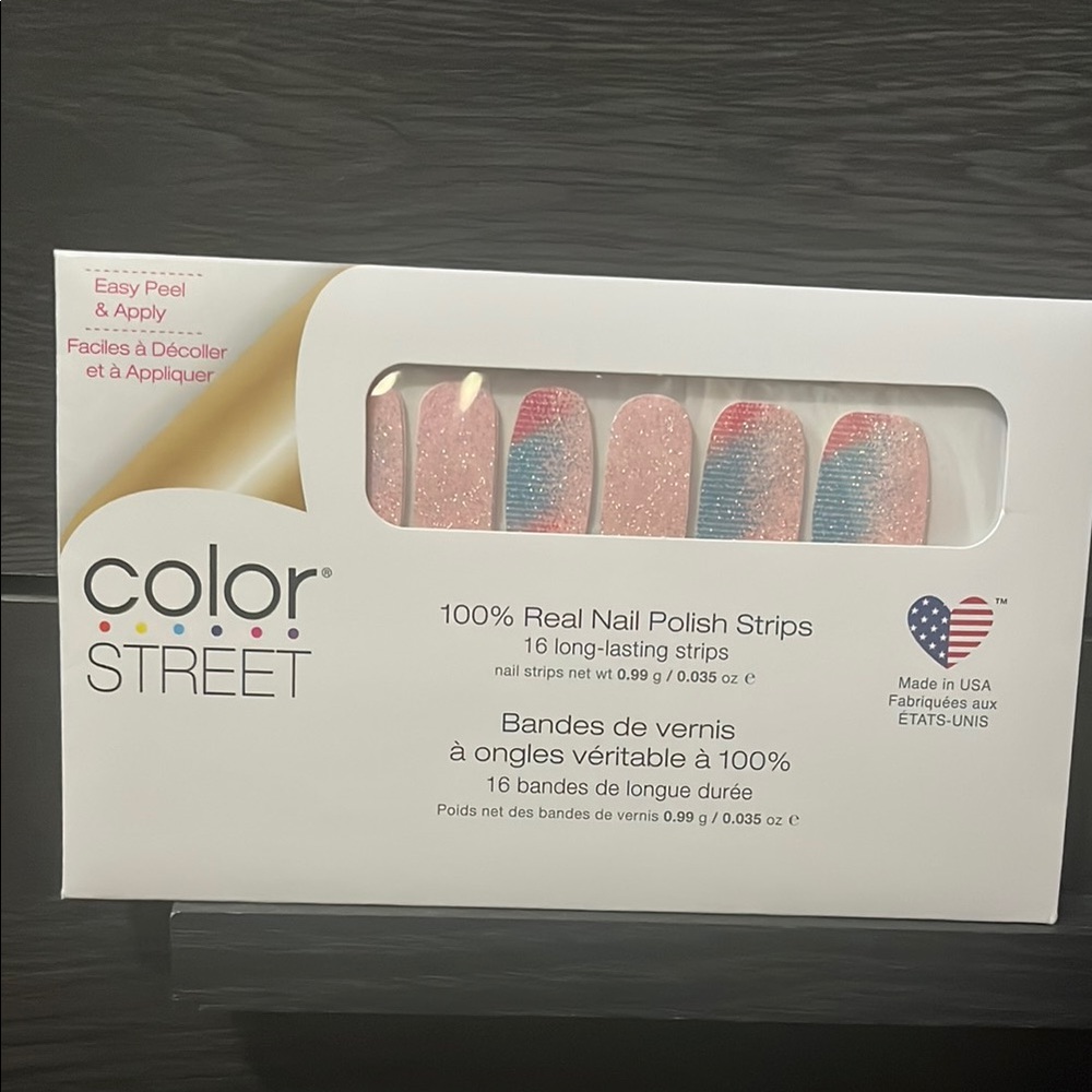 Color Street Glittery Pink and Blue Nail Strips Sound waves